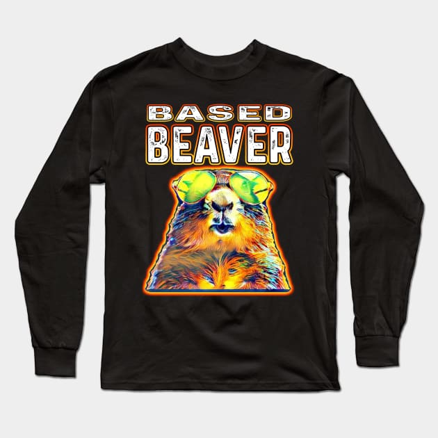 Based Beaver Long Sleeve T-Shirt by Shawnsonart